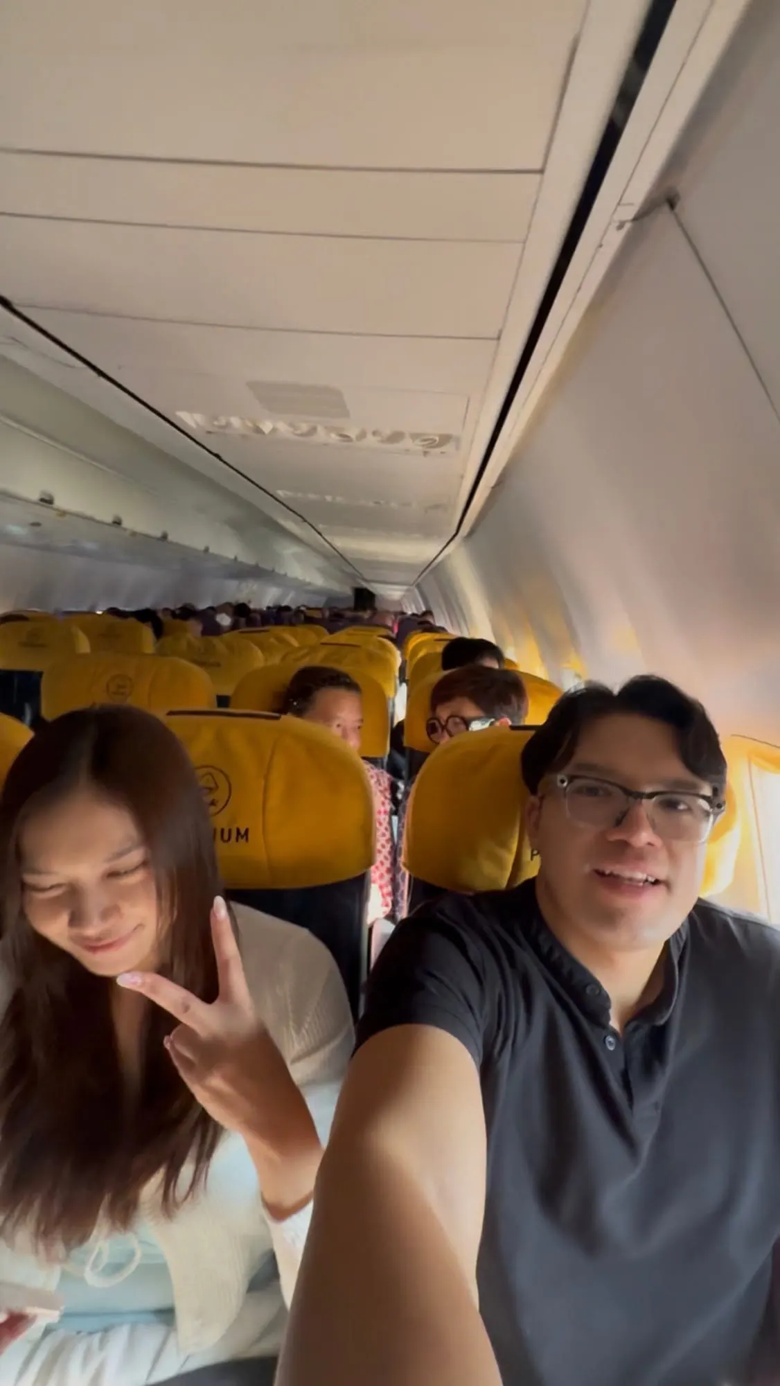 Wefam family members on a flight, nodding to the family's aviation roots